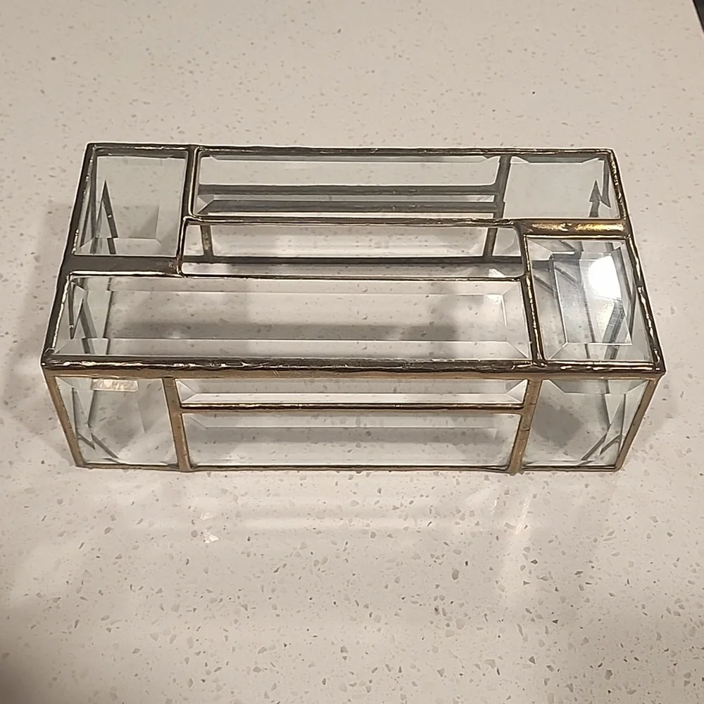 Elegant Glass and Gold Vanity Organizer